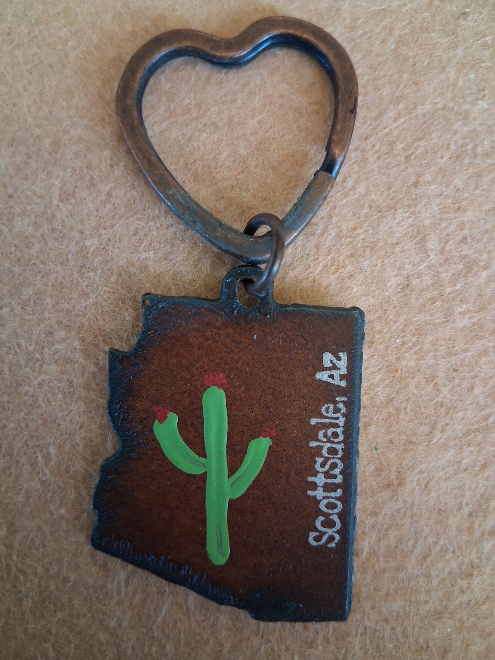 Rustic Scottsdale Arizona Keychain in Brown & Green - Men or Women
